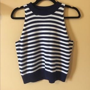 Navy and white striped crop top